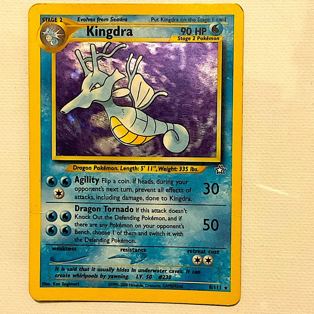 Holo neo kingdra mint to near mint Pokémon card